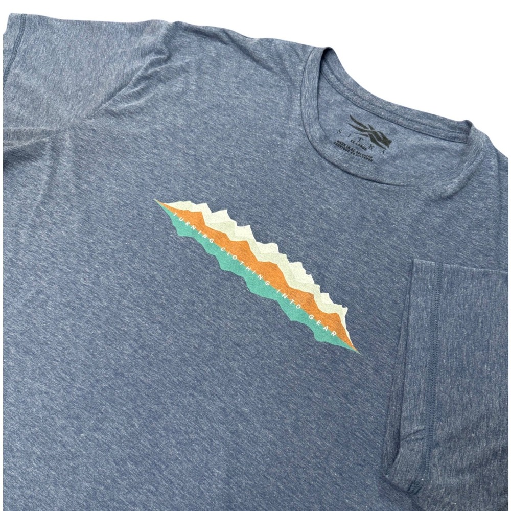 Sitka Gear Graphic T-Shirt Mens XXL Blue Mountain Range‎ Short Sleeve Tee